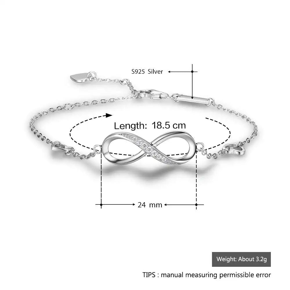 925 Sterling Silver Infinity Bracelet with Cubic Zirconia