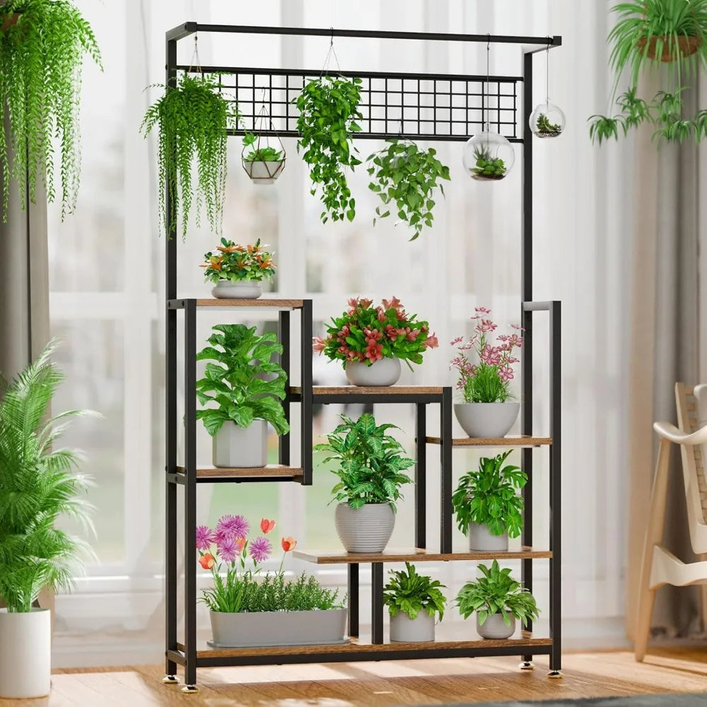 Plant Stand Indoor with Grow Lights, 6 Tiered Metal Plant Stand for Indoor Plants Multiple, Large Plant Shelf Display Rack