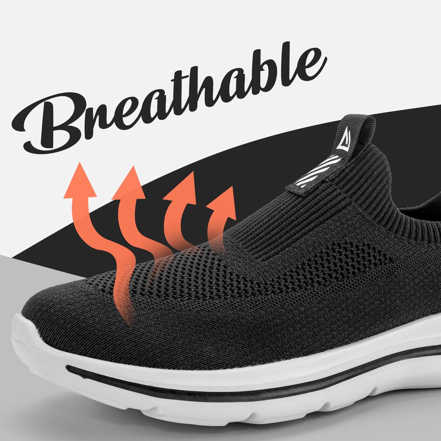 Men Black Slip On Lightweight Breathable Mesh Shoes