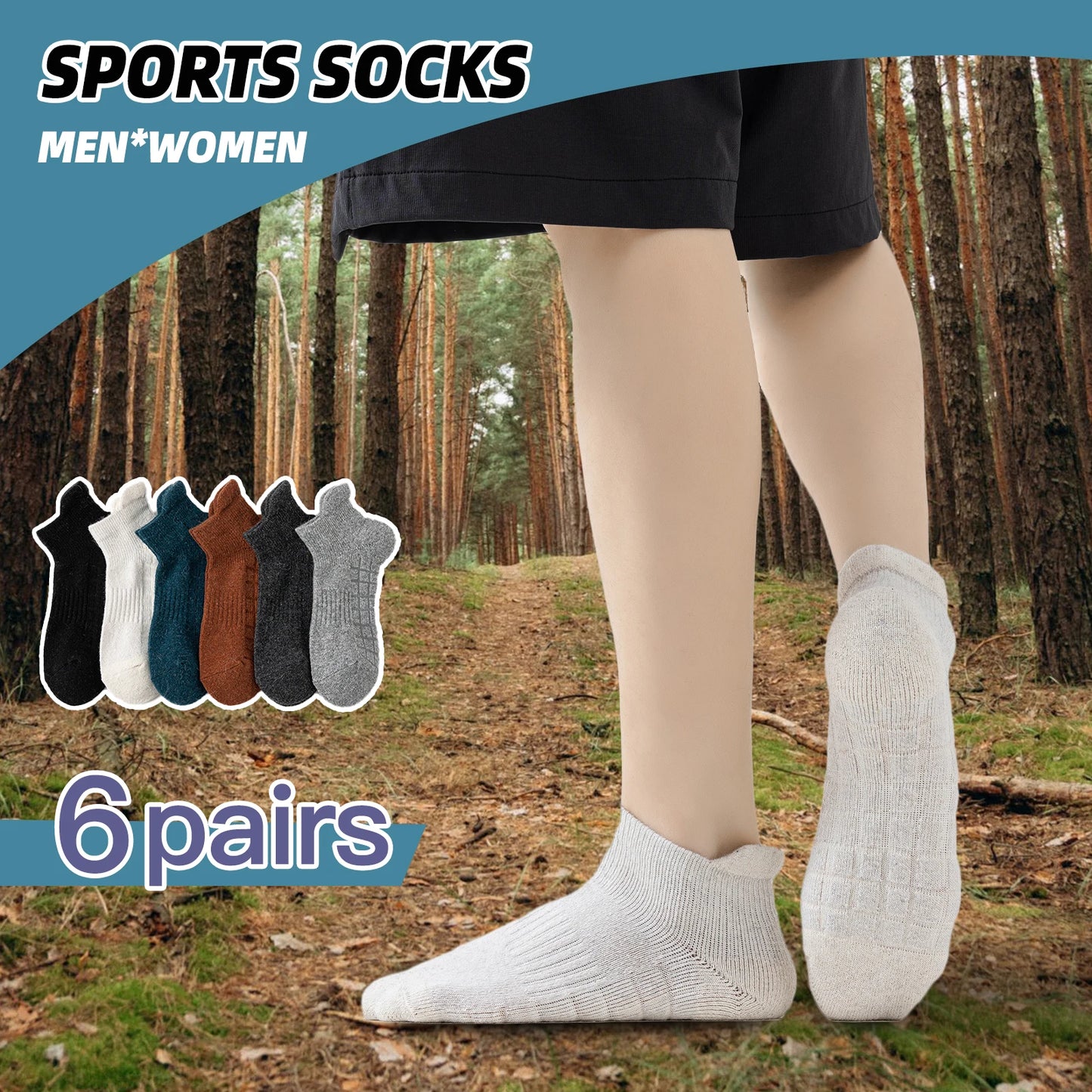 6 Pairs Men Women Merino Wool Ankle Hiking Running Socks Compression Support Thick Sports Low Cut Socks