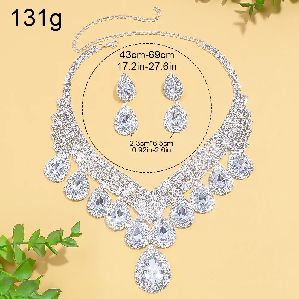 Large Rhinestone Bridal Jewelry Set for Women