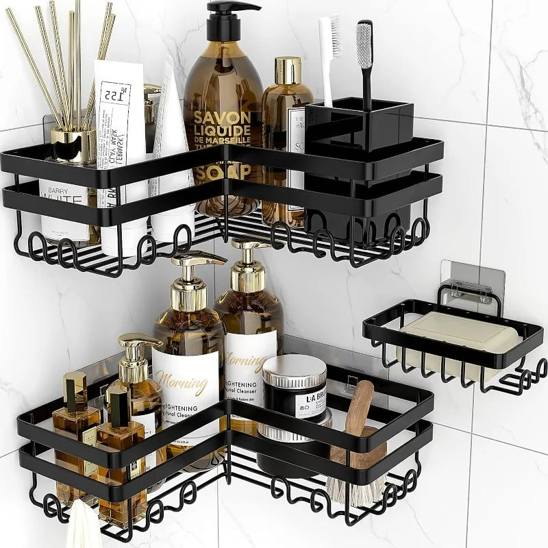 Corner Shower Caddy Stainless Shower Organizer Shelf with Hooks