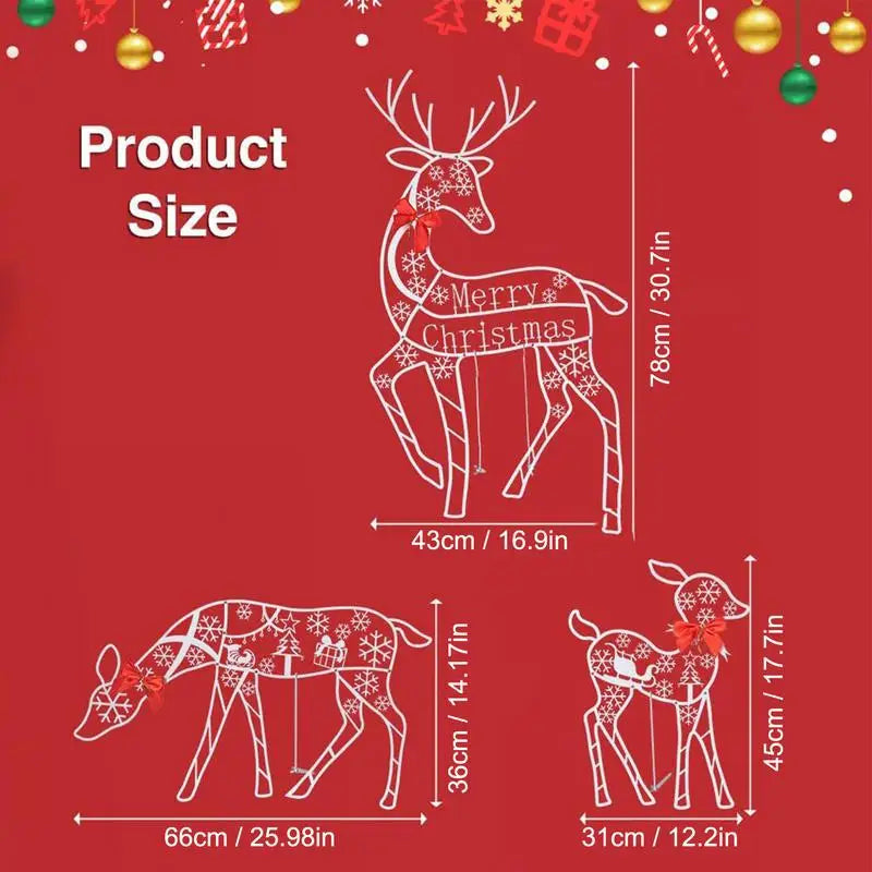 Christmas Elk Deer with Lights Merry Cristmas Decoration for Home Glowing Reindeer Outdoor Yard Ornament 2024 New Year