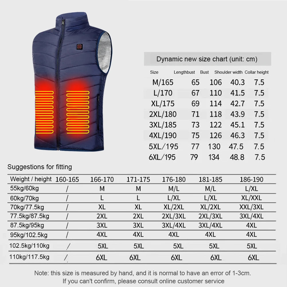 Thermal Warm Vest 9 Area Heating USB Electric Heating Vest Smart with Zipper Pocket Men Women Sportswear Heated Coat for Camping