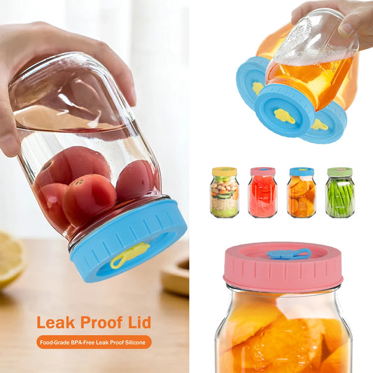 12Pcs Colorful Plastic Jar Lids Set Fit for Wide Mouth Canning Jars