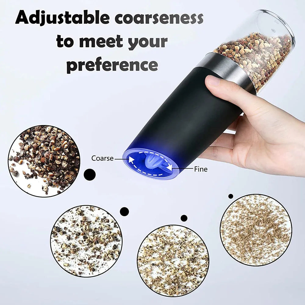 Electric Pepper and Salt Grinder with Blue LED Light