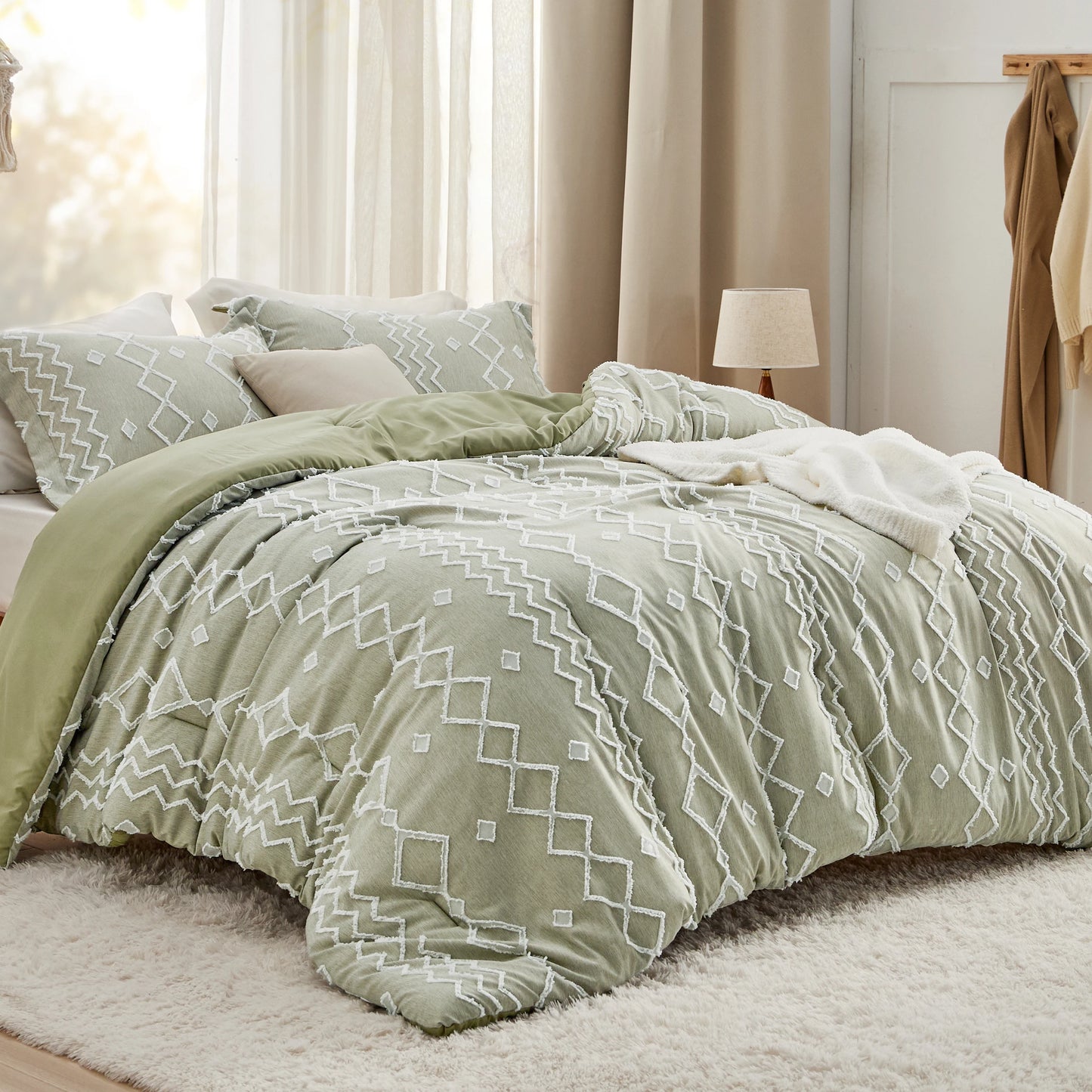 Boho Tufted Comforter Set -Farmhouse Shabby