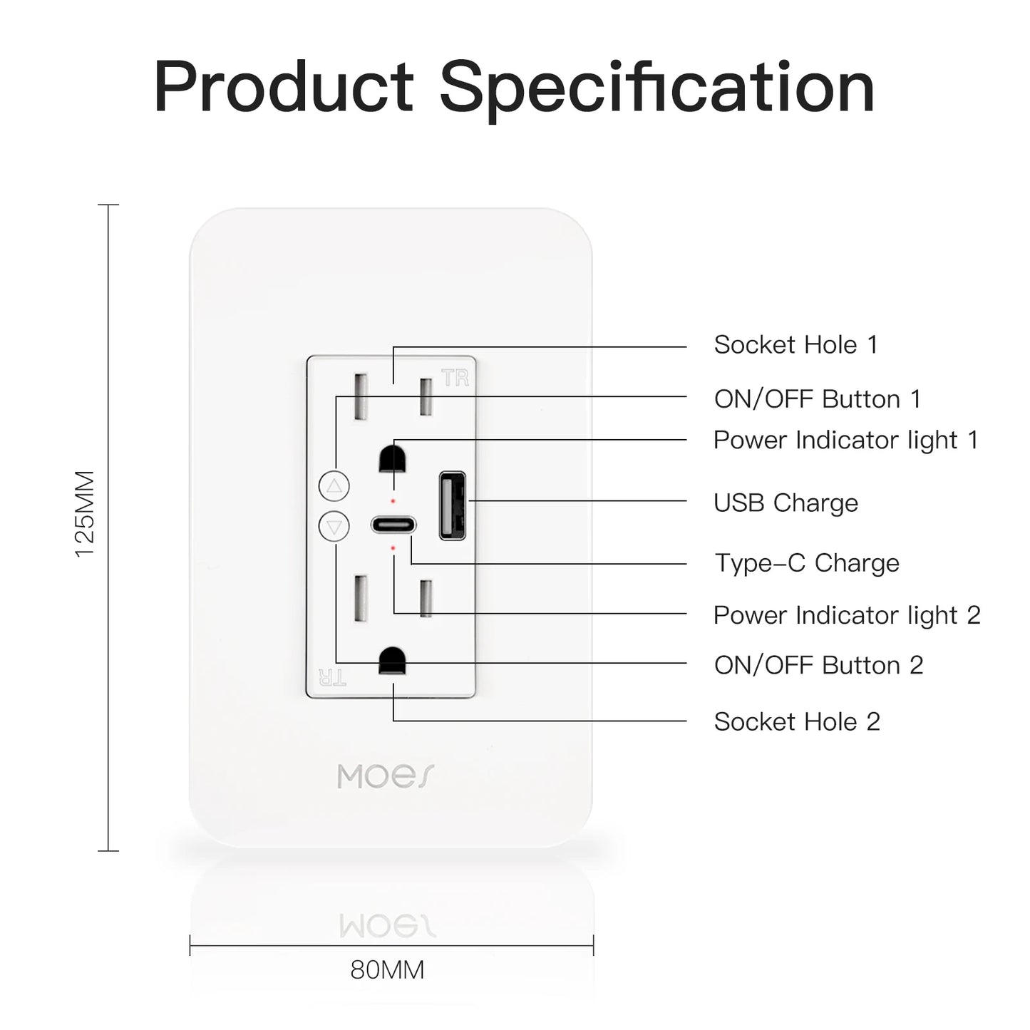 Smart Power Wall Socket with Type C And USB Dual Outlet