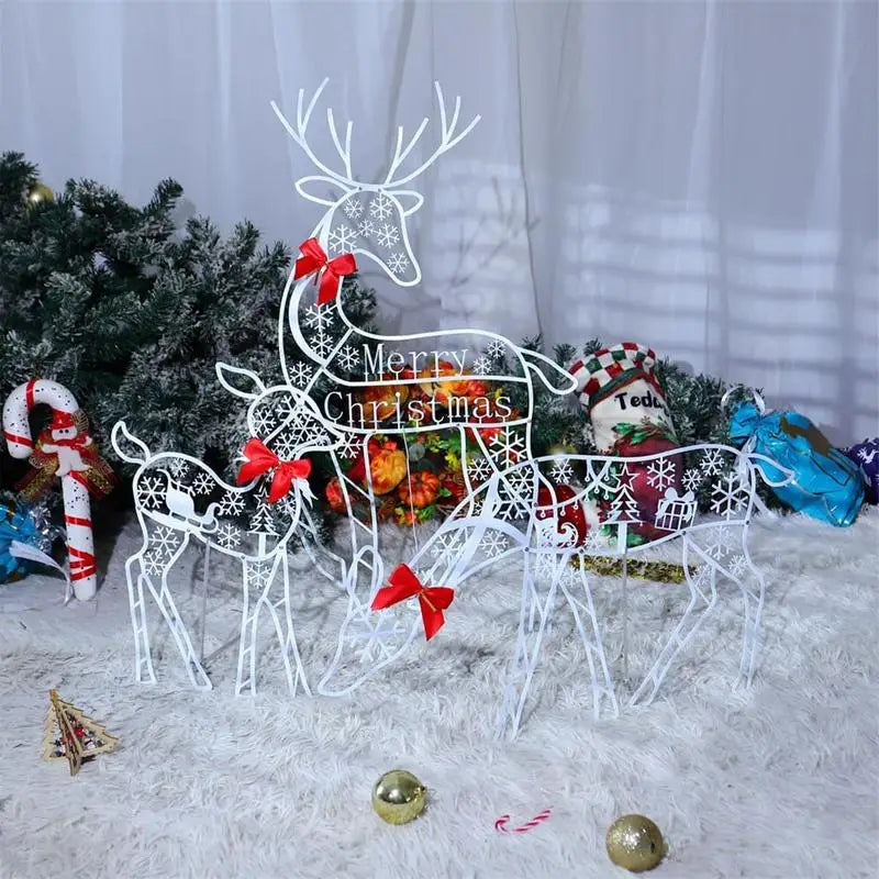 Christmas Elk Deer with Lights Merry Cristmas Decoration for Home Glowing Reindeer Outdoor Yard Ornament 2024 New Year