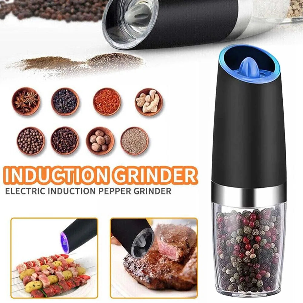 Electric Pepper and Salt Grinder with Blue LED Light