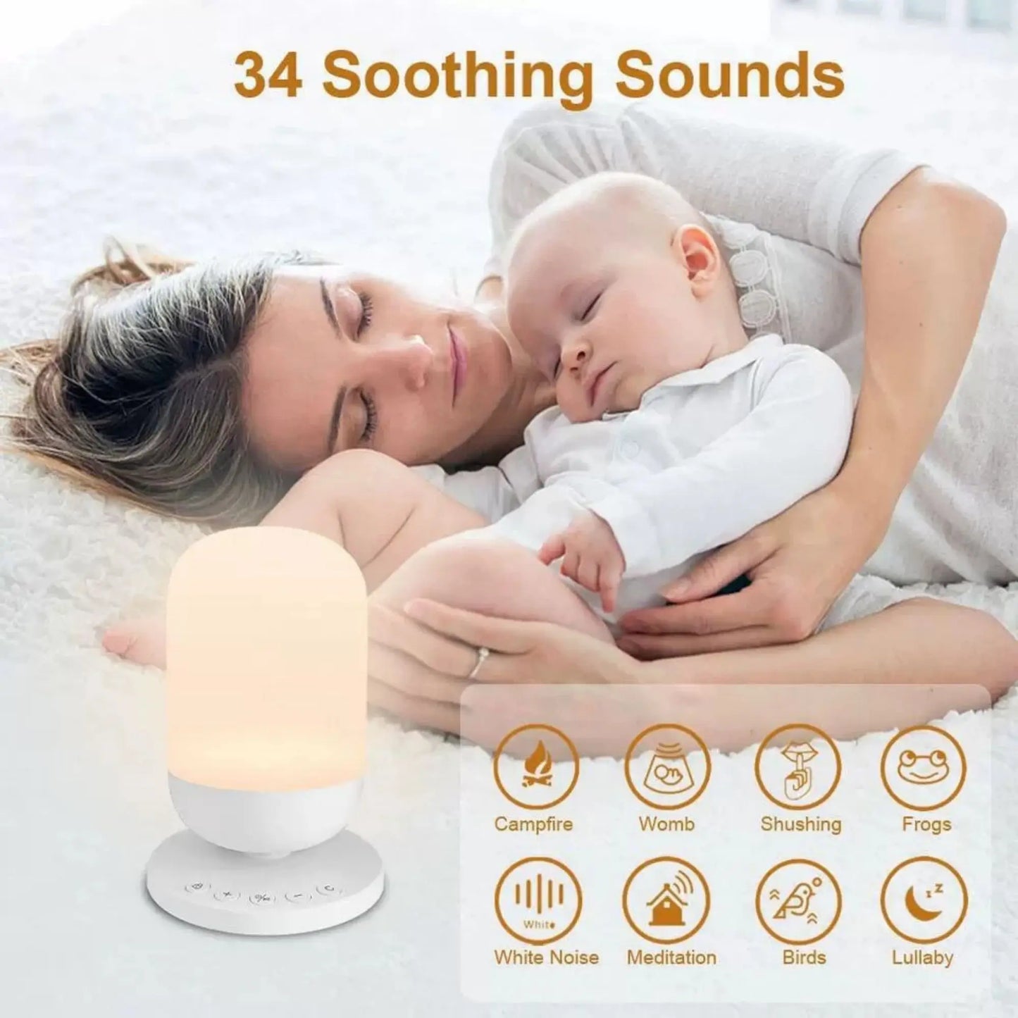 White Noise Machine & Night Light Alarm Clock ...34 Soothing Sounds