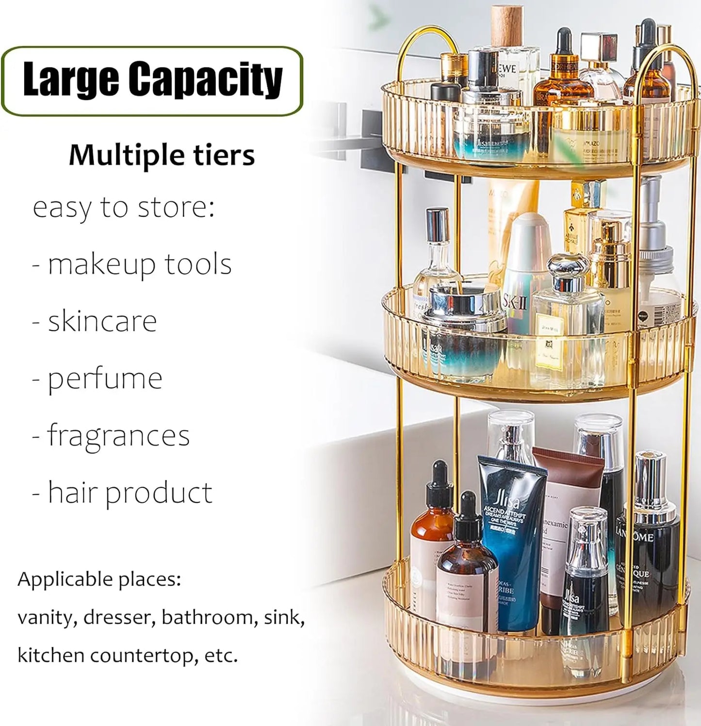 Rotating Makeup Organizer 3 Tier