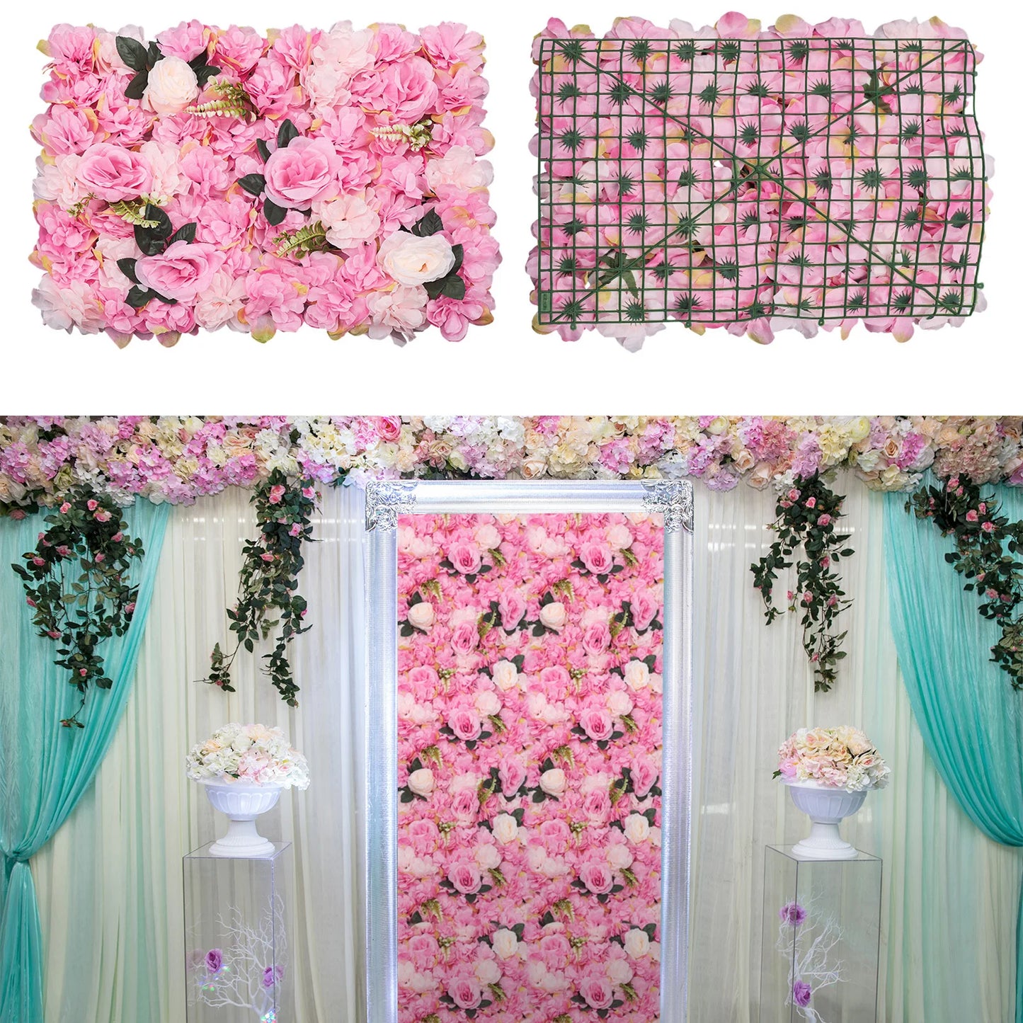 Artificial Hydrangea Rose Flower Wall