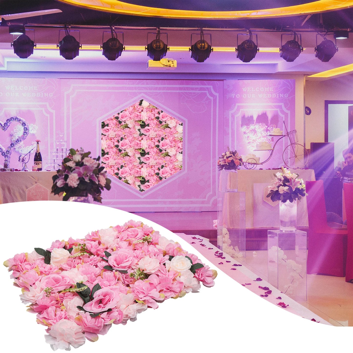 Artificial Hydrangea Rose Flower Wall