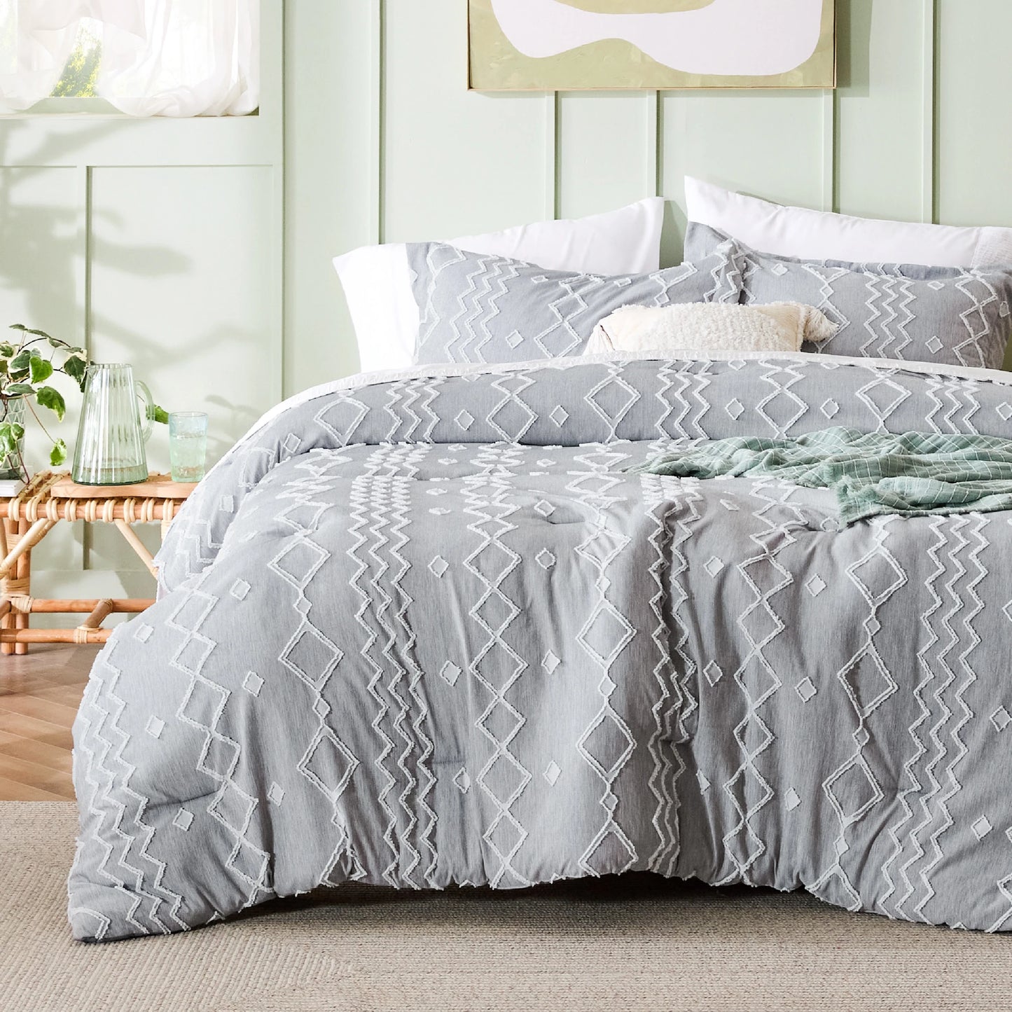 Boho Tufted Comforter Set -Farmhouse Shabby