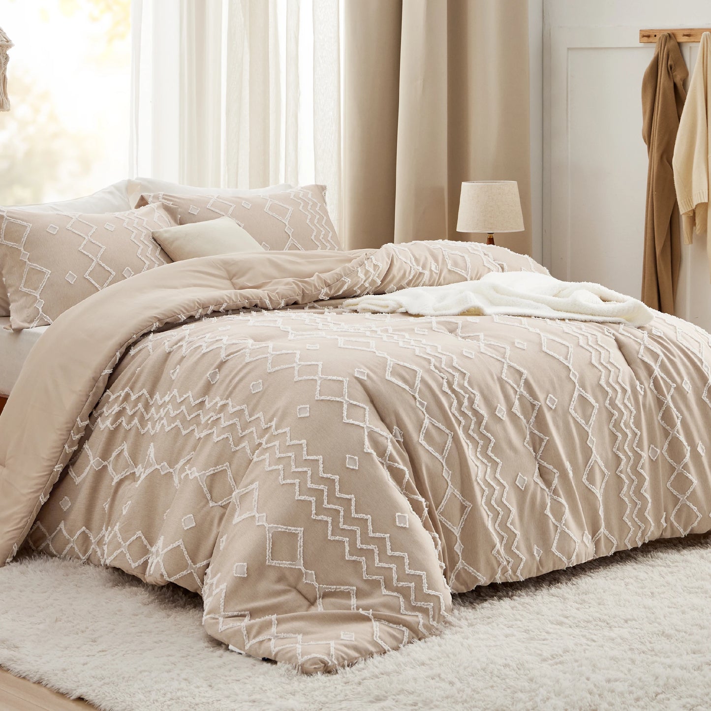 Boho Tufted Comforter Set -Farmhouse Shabby