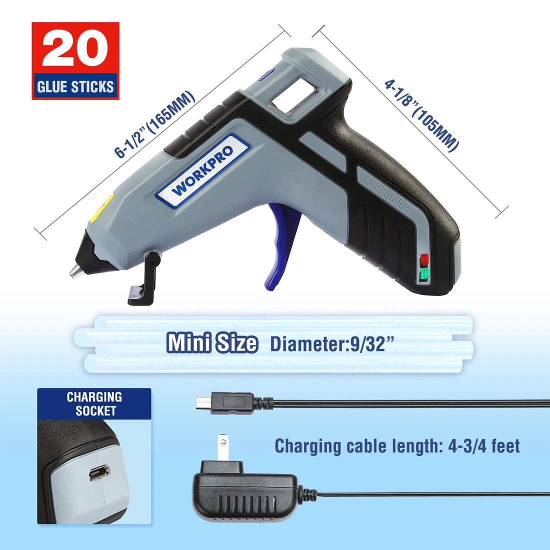 30W Hot Melt Glue Gun with 20 pcs Glue Sticks