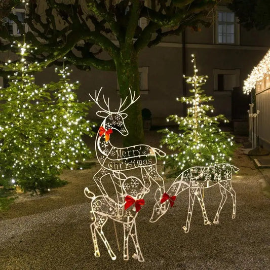 Christmas Elk Deer with Lights Merry Cristmas Decoration for Home Glowing Reindeer Outdoor Yard Ornament 2024 New Year