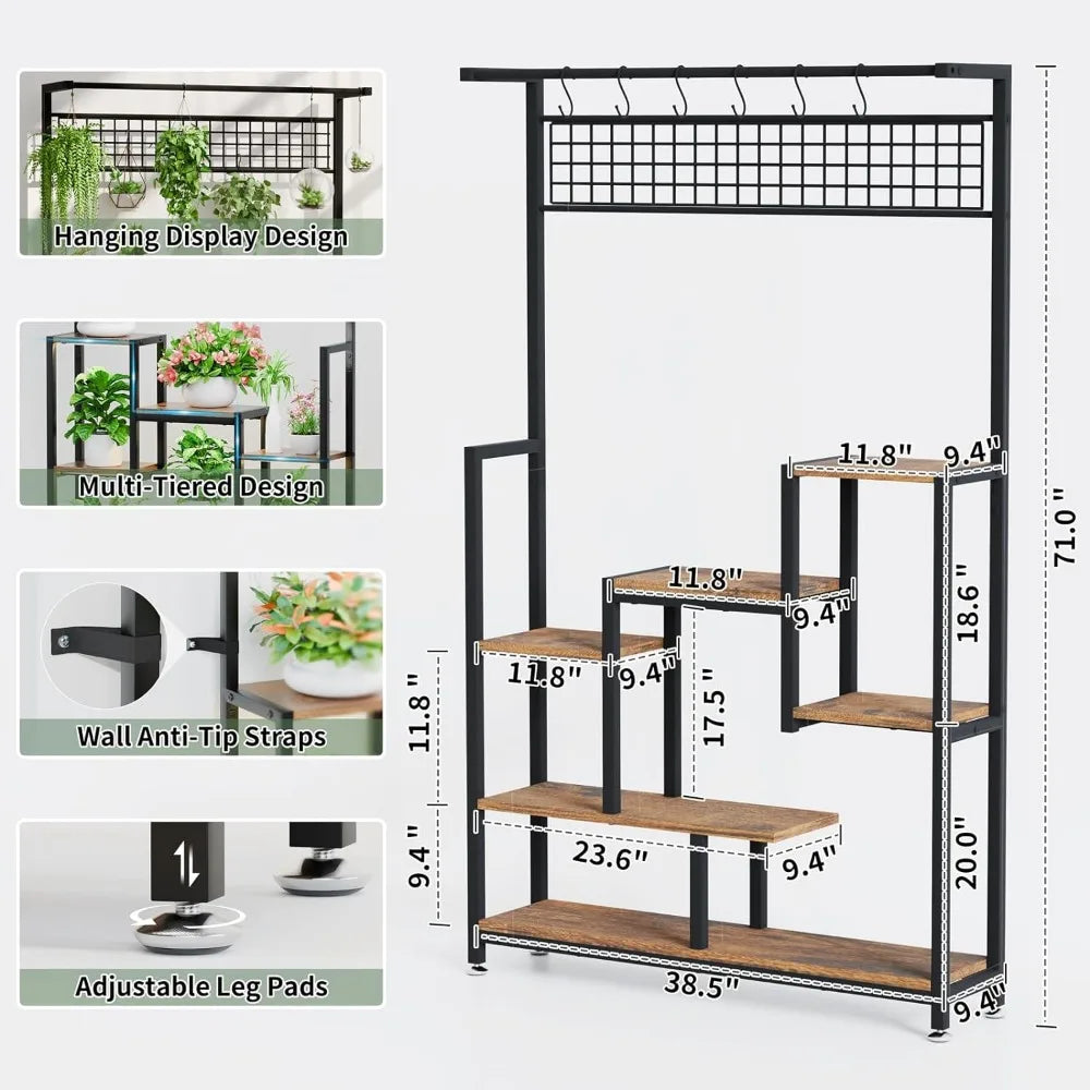 Plant Stand Indoor with Grow Lights, 6 Tiered Metal Plant Stand for Indoor Plants Multiple, Large Plant Shelf Display Rack