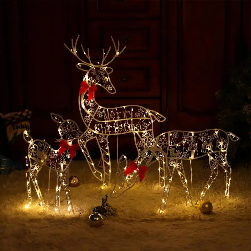 Christmas Elk Deer with Lights Merry Cristmas Decoration for Home Glowing Reindeer Outdoor Yard Ornament 2024 New Year