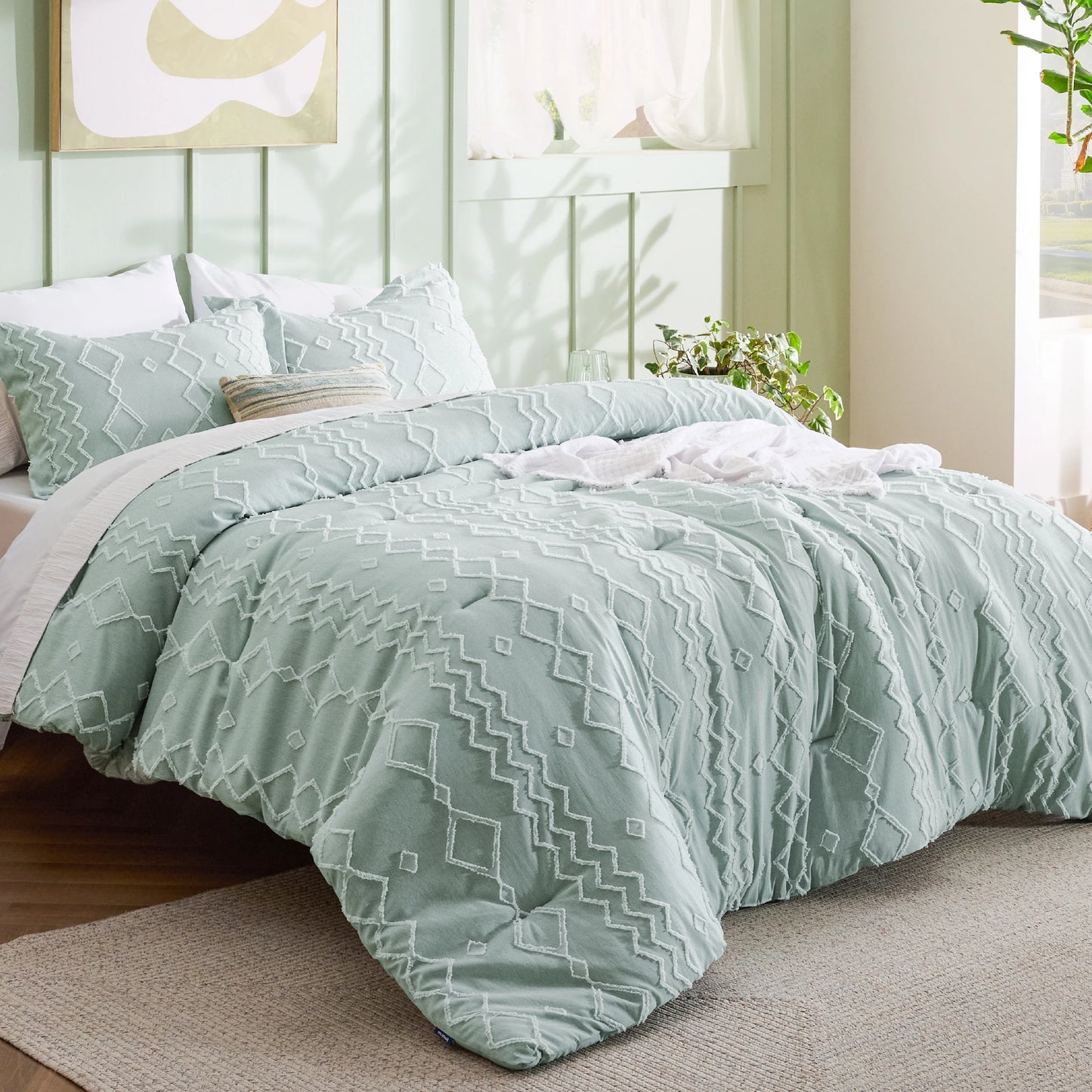 Boho Tufted Comforter Set -Farmhouse Shabby