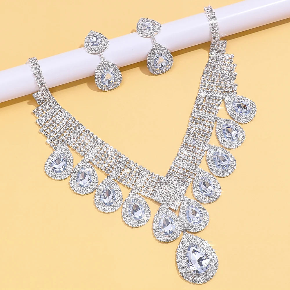 Large Rhinestone Bridal Jewelry Set for Women