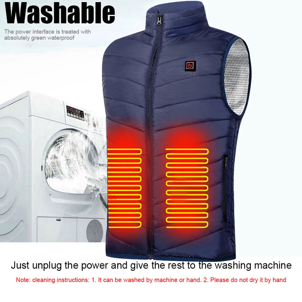 Thermal Warm Vest 9 Area Heating USB Electric Heating Vest Smart with Zipper Pocket Men Women Sportswear Heated Coat for Camping