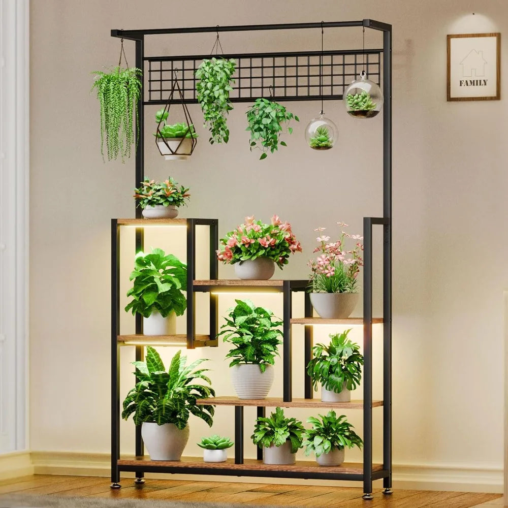 Plant Stand Indoor with Grow Lights, 6 Tiered Metal Plant Stand for Indoor Plants Multiple, Large Plant Shelf Display Rack