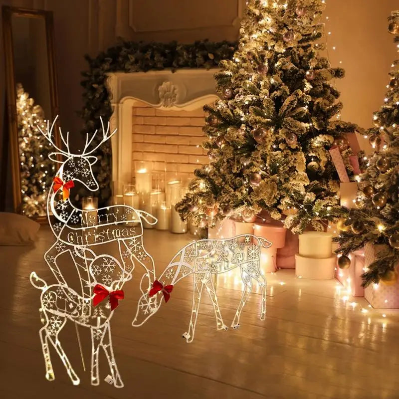 Christmas Elk Deer with Lights Merry Cristmas Decoration for Home Glowing Reindeer Outdoor Yard Ornament 2024 New Year